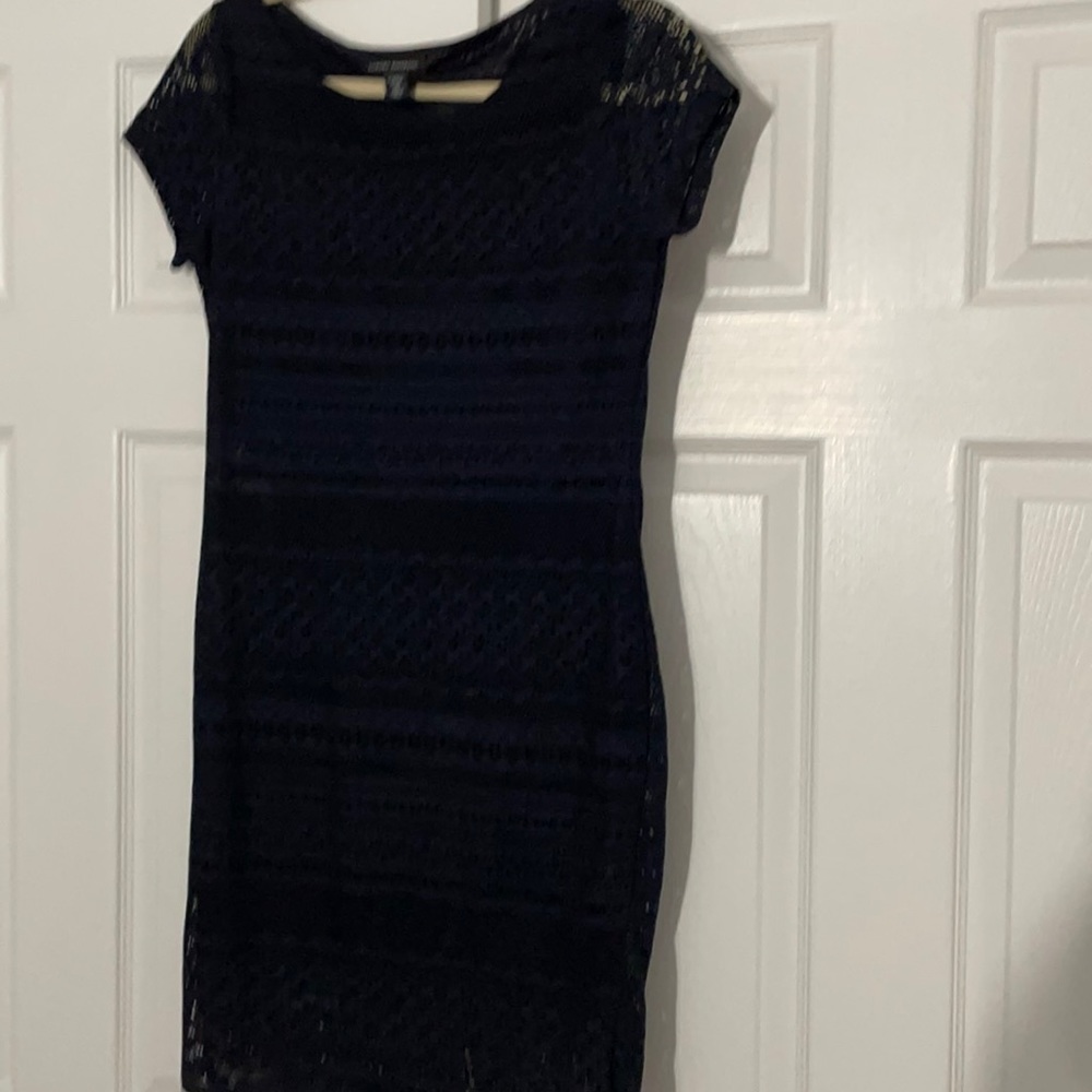 Navy lace straight dress